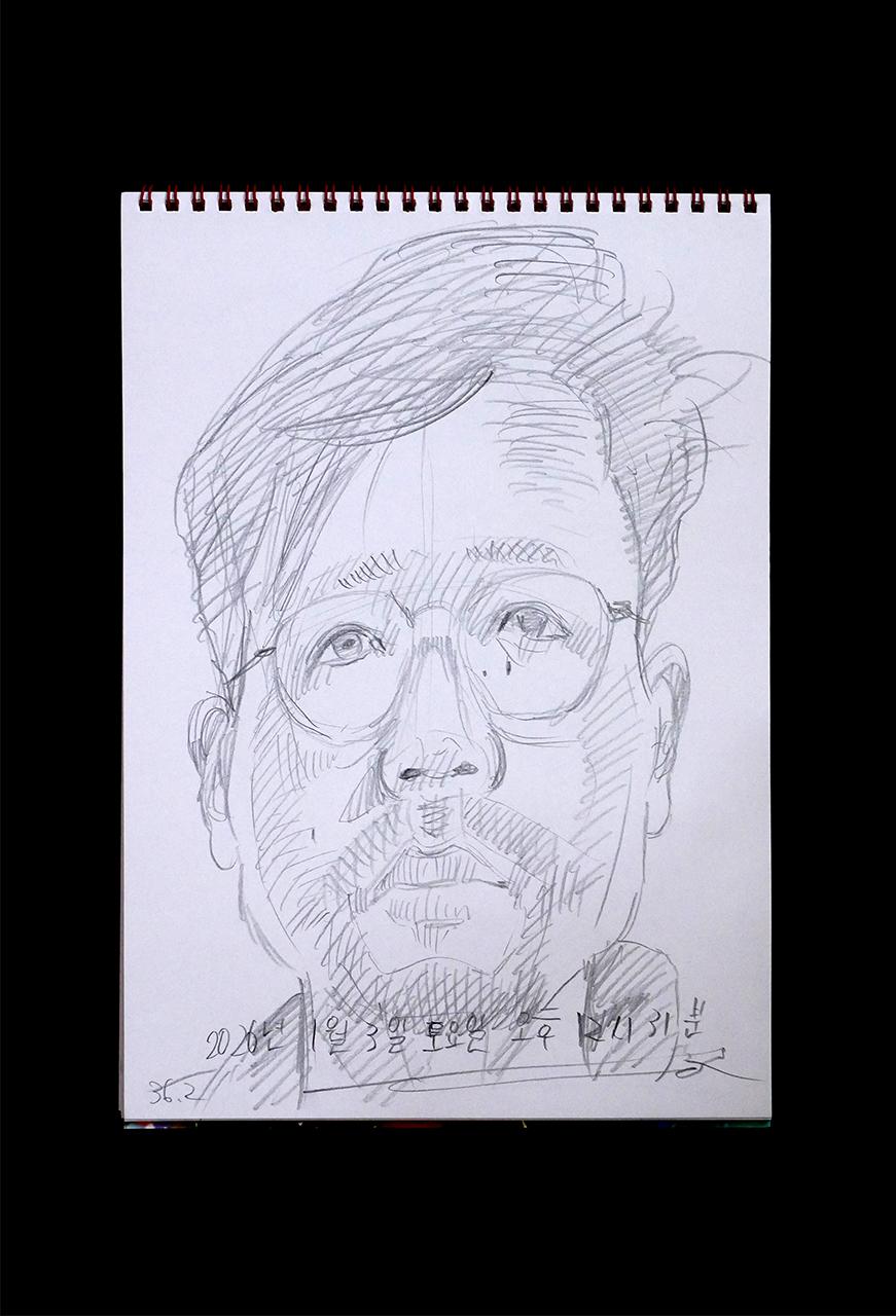 Contemporary artist SHINTAKU Tomoni's 2026/1/3 Self-portrait or pencil drawing