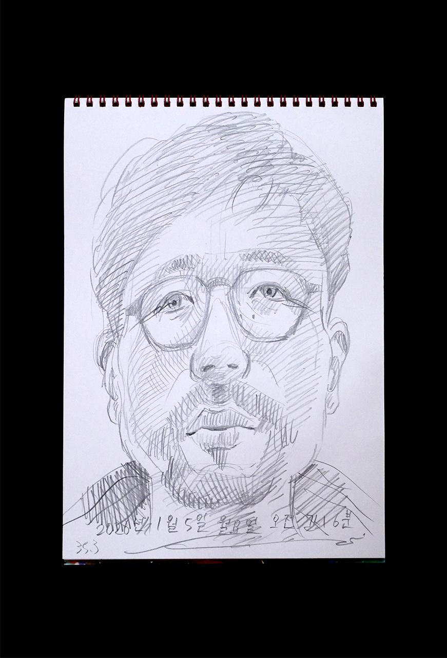 Contemporary artist SHINTAKU Tomoni's 2026/1/5 Self-portrait or pencil drawing
