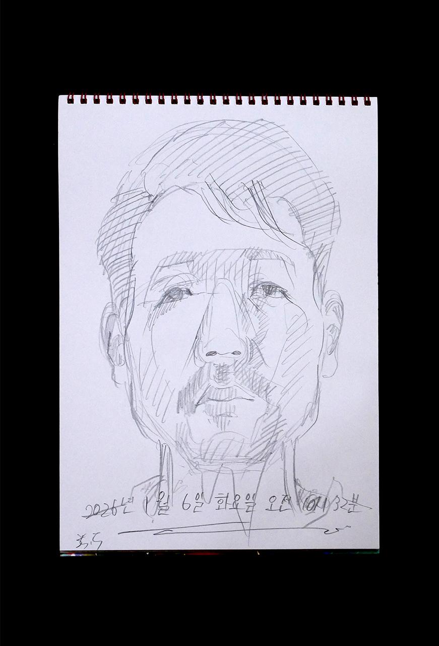 Contemporary artist SHINTAKU Tomoni's 2026/1/6 Self-portrait or pencil drawing