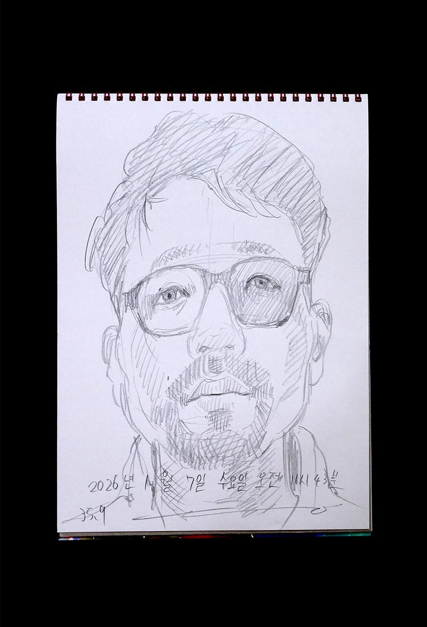 Contemporary artist SHINTAKU Tomoni's 2026/1/7 Self-portrait or pencil drawing